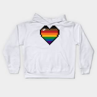 Inclusive Rainbow Pixel Heart Kids Hoodie